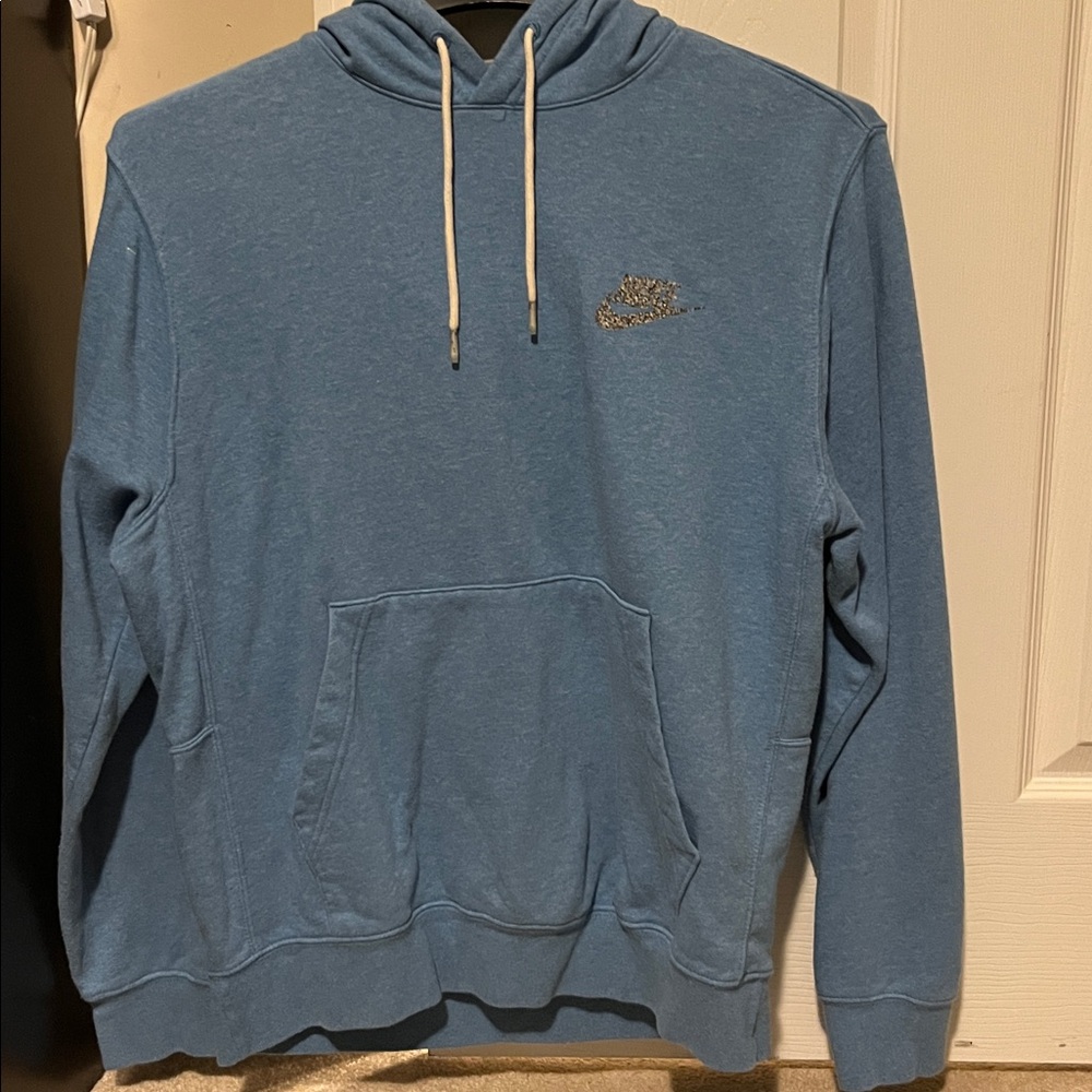 Nike Blue Hoodie with Gray Speckled Logo